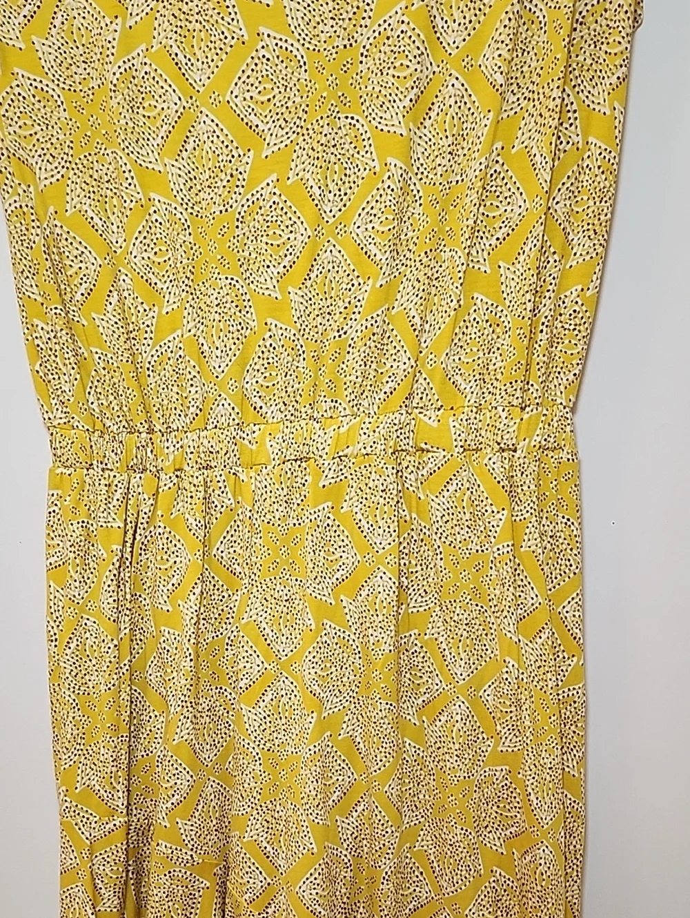 Maeve Anthropologie Fete A-Line Dress Yellow Floral Surplice Stretch Medium